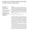A response to the design-oriented information systems research memorandum