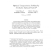 Optimal Transportation Problem by Stochastic Optimal Control